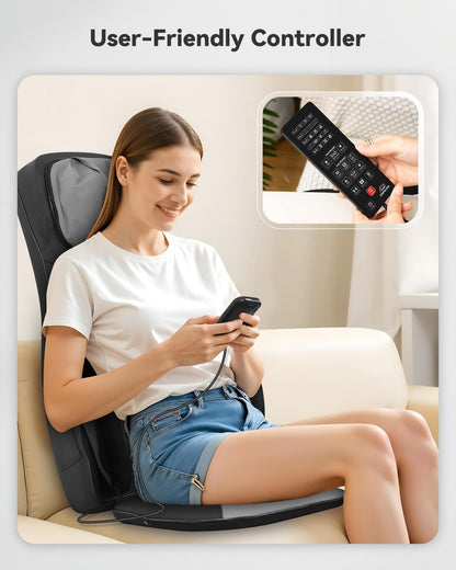 Snailax Shiatsu Neck Back Massager with Heat, Massage Chair Pad with Compression, Height-Adjustable Neck Massage Rollers Chair Seat Massager, Gifts for Men, Women