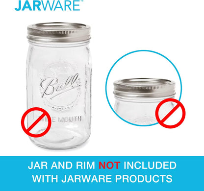 6.5" 3" Jarware Honey Dipper Lid For Regular Mouth Mason Jars, Stainless Steel, x