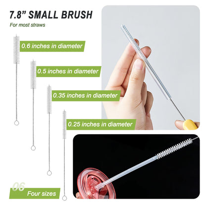 9Pcs Bottle Cleaning Brush Set with Long Handle, Nylon Tube Brush Cup Cleaner, Straw Brushes for Washing Narrow Neck Water Bottle Pipes Kettle Spout Cleaning