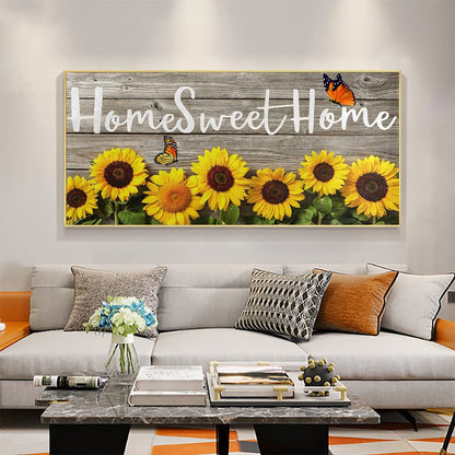 UB 5D Diamond Painting Kits for Adults Large Diamond Art Home DIY Full Drill Embroidery Retro Word Wall Crafts for Living Room Decor Home Sweet Home and Sunflower 14 x 28 in