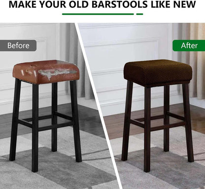 LIULIWEIFA Set 4/2/1 Counter 4pcs Bar Stool Covers Rectangle of Saddle Slipcover Cushion Stretch Vanity Cover Washable