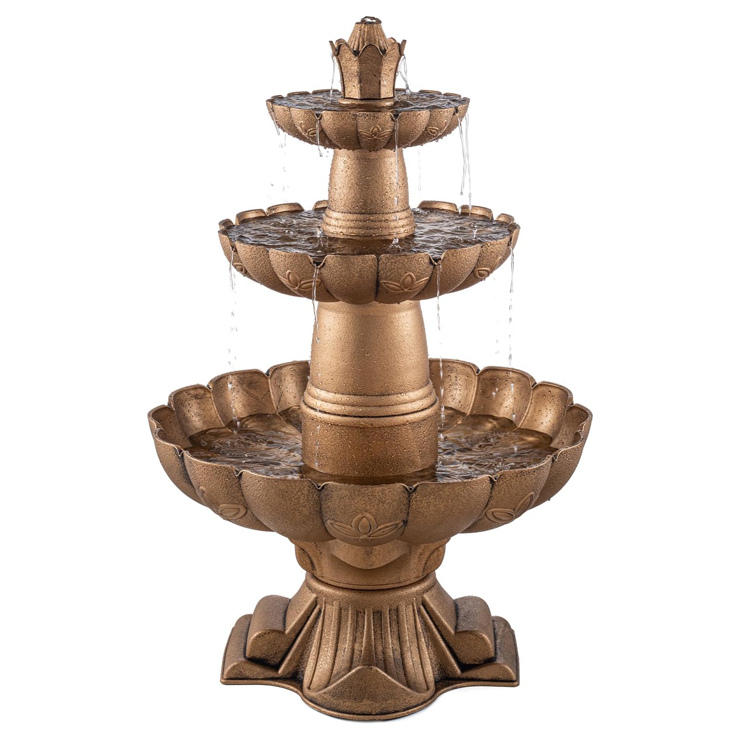 MO 48.8" 3-Tier Freestanding Water Fountain Outdoor Garden, Like Stone Large Bird Bath with Pump, Outdoor Waterfall Feature for Yard Patio Home Decor