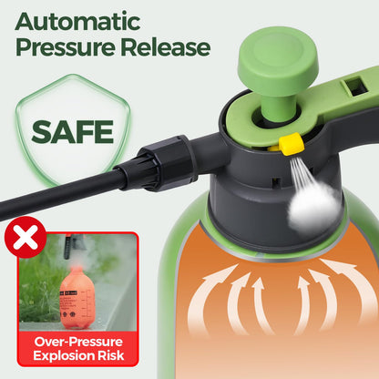 T4U 1/2 Gallon Pump Sprayer with Flexible Adjustable Nozzle, PP Hand Pump Pressure Sprayer with Built-in Measuring Cup for Home Garden Plant Care and Household Cleaning, Indoor & Outdoor Use