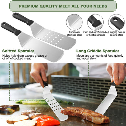 237pcs Griddle Accessories Kit for Blackstone, Perfect Flat Top Grilling Accessories, Grill Spatula Set with Enlarged Spatulas, Basting Cover, Burger Press Patty Maker, Scraper for Outdoor Barbecue
