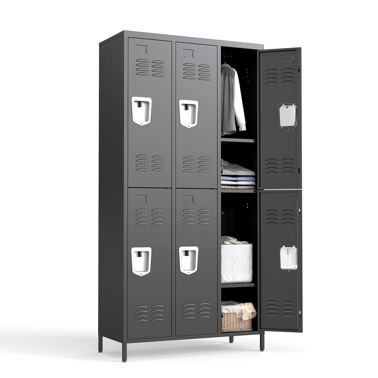FLIXELIO 6 Doors Metal Lockers for Employees 71" H Storage Cabinet Lockable Locker with Shelves Steel Storage Locker for Gym School Office Home Requires Assembly