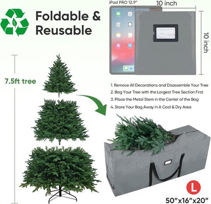 BALEINE Christmas Tree Storage Bag - 7.5 ft Capacity | Durable Protection for Holiday Decor