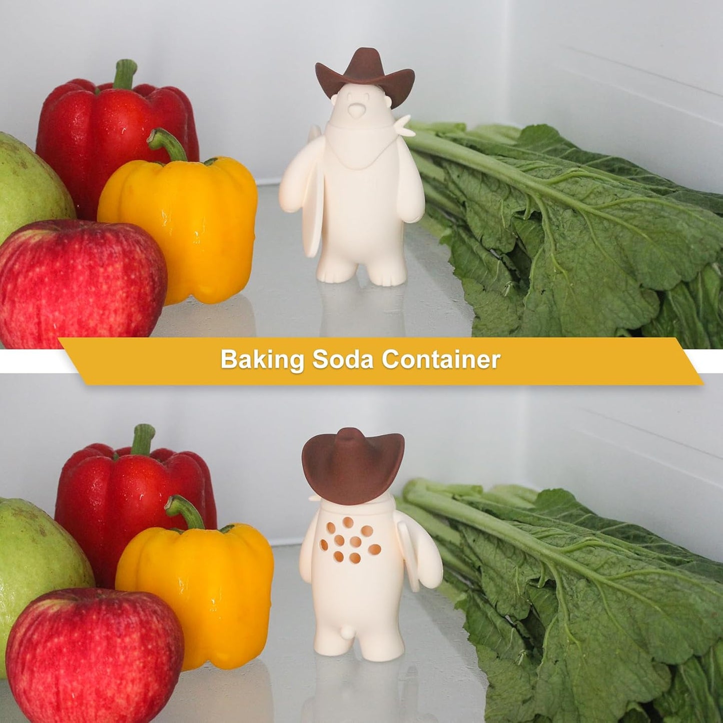 Baking Soda Holder for Fridge, Reusable Deodorant Container, 5.1x3.1 Inches (White-2 Pack)