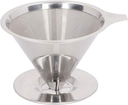 Pour over Coffee Maker, Stainless Steel Dripper with Non-slip Cup Stand, Suitable for Camping Kitchen Families