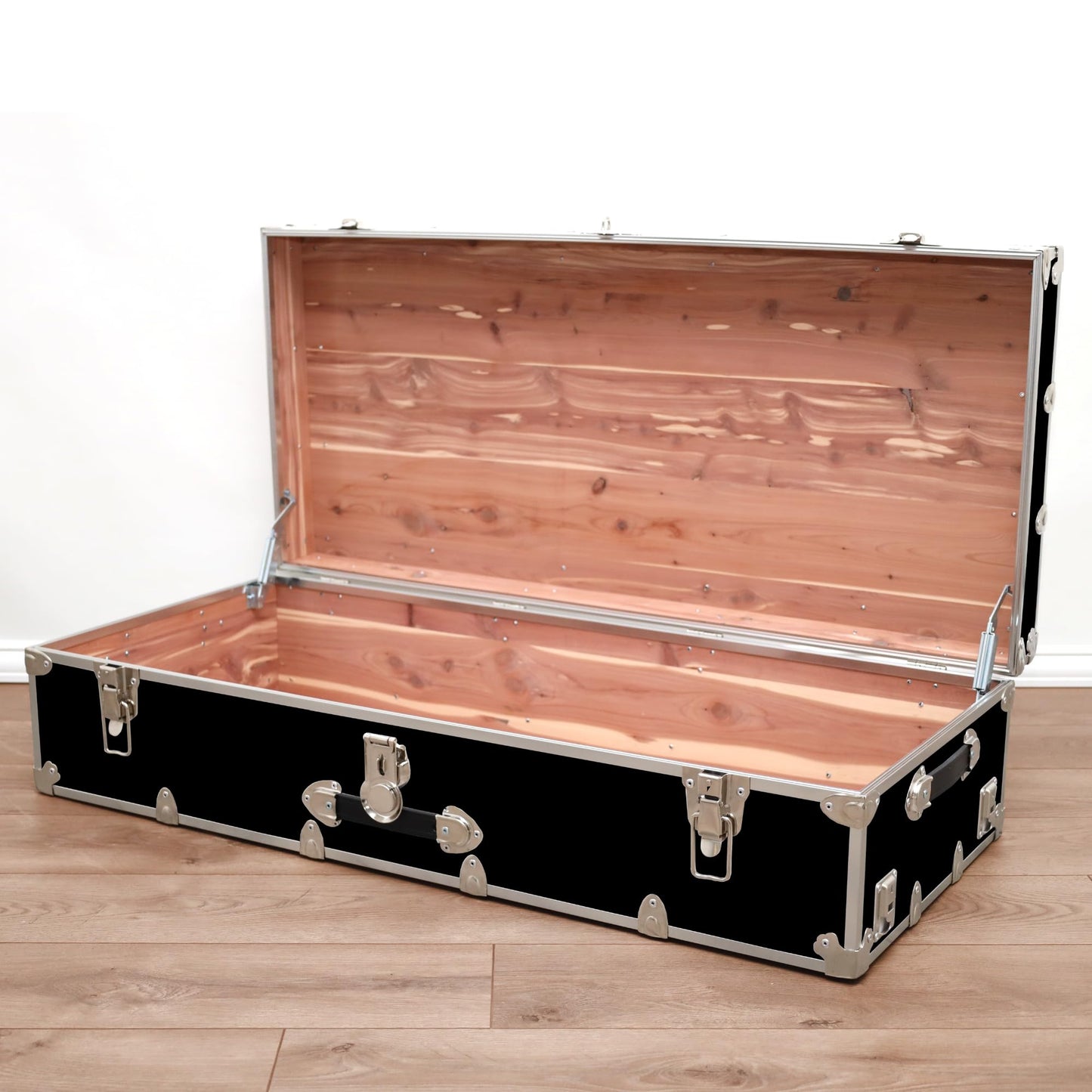 Rhino Trunk & Case Aromatic Cedar Trundle Trunk with Wheels - 44”x20”x12” Home Storage Chest Trunk - USA Made Secure Under Bed Footlocker for Clothes, Blankets & Pillows - Underbed Shoe Storage Box