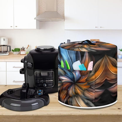 Boho Floral Pressure Cooker Cover, Dust-proof Cover for Rice Cooker Air Fryer, Kitchen Appliance Decor with Pocket