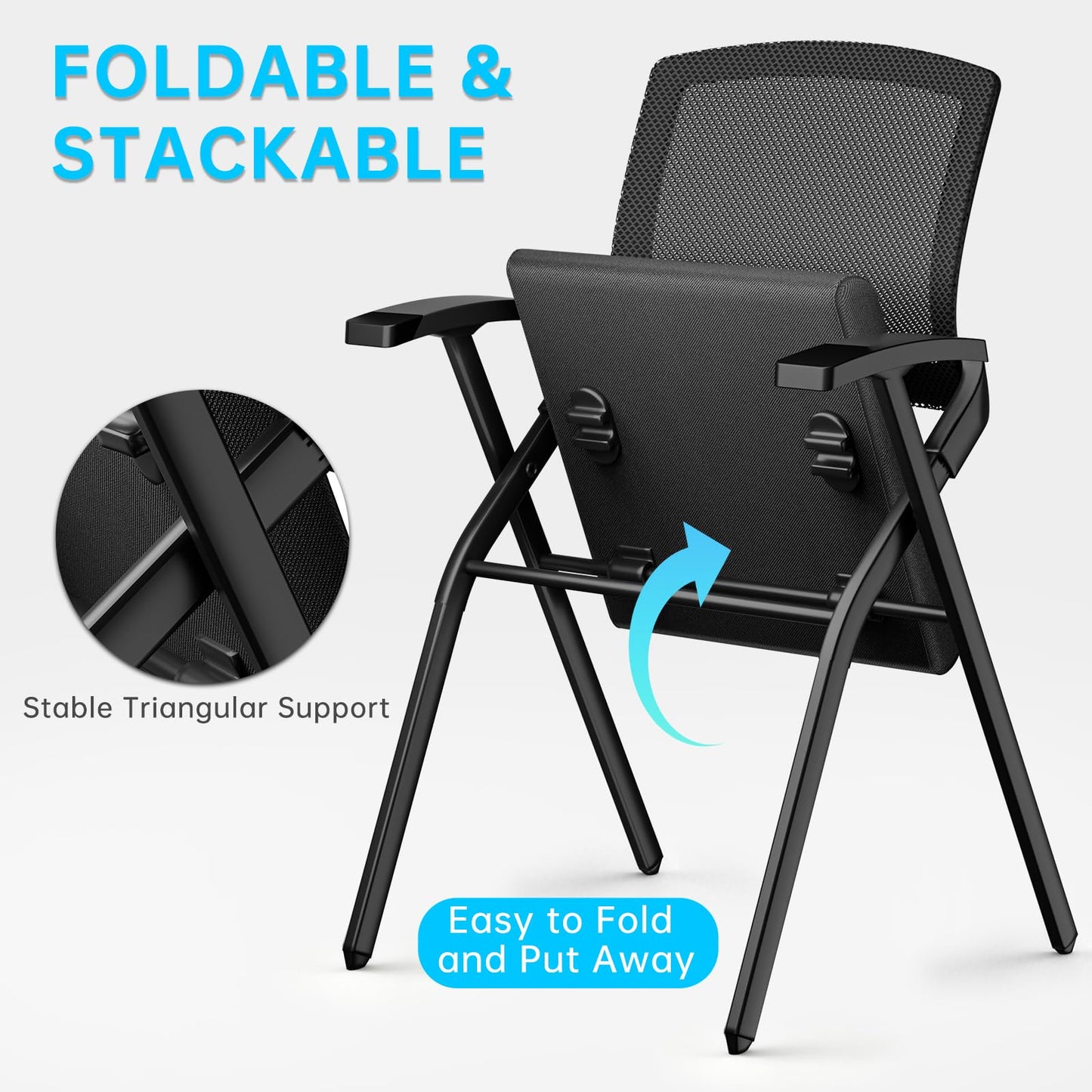 QINOL Folding Office Chair, Stackable & Breathable Mesh Back for Conference, Seminar, Training, Reception,No Assembly Required