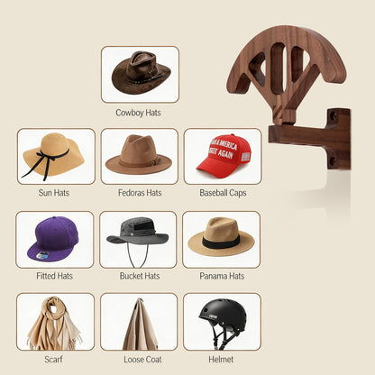 ZUHSAN Cowboy Hat Rack for Wall Walnut Hat Hooks Cowboy Hat Holder Wooden Decor Rustic Hat Hanger for Storage Closet Bedroom Living Room Rust Western and Unique Gifts ASIN (2)