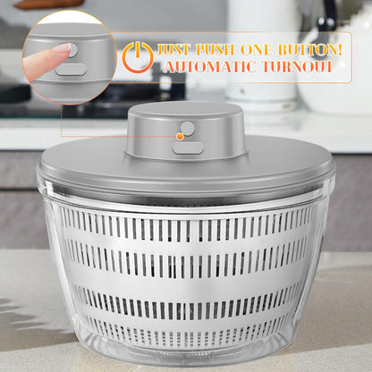 Vegetables Washer Dryer,4L Large Capacity Fruit Vegetable Strainer Spinner,USB Electric Salad Lettuce Spinner,Automatic Compact Salad Cleaner and Dryer for Home Kitchen(White)