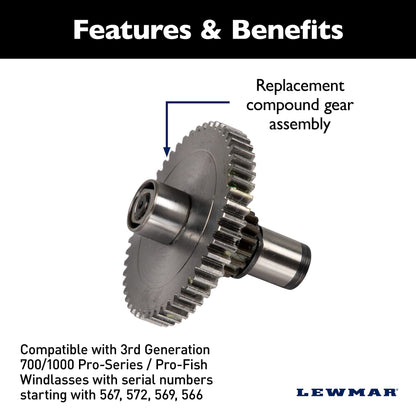 Lewmar 3rd Generation Replacement Compound Gear Assembly Kit for 700/1000 Pro-Series/Fish Windlasses with Serial Numbers Starting in 567, 572, 569, 566-2020201007