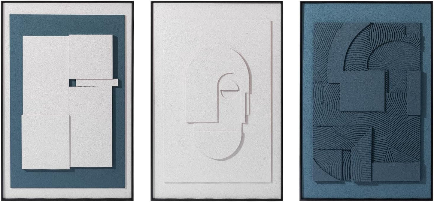 AMAATE 3D Sandstone Wall Art - Black Metal Framed Abstract Relief Decor | 24x36 Inches, Ready to Hang