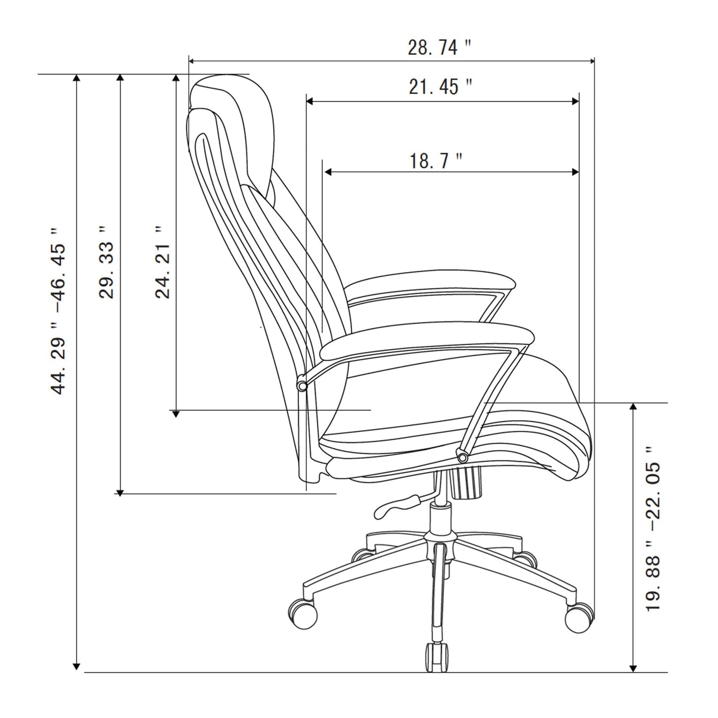 Realspace® - Chair - Modern Comfort Verismo Bonded Leather High-Back Executive Chair, Black/Chrome - 31" x 14" x 24.5"