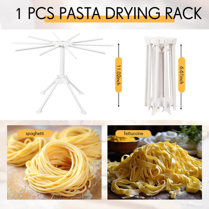 FoldTier Pasta Drying Rack and Cutter Wheel Ravioli Cutter Wheel Ravioli Roller Plastic Foldable Homemade Fresh Spaghetti Collapsible Stand Stable Easy Storage for Kitchen and Home Dumpling Lasagna