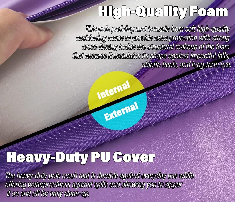 Purple Crash Mat for Pole Dancing, 3ft/3.5ft/4ft/4.5ft/5ft/5.5ft/6ft/6.5ft Large Round Folding Portable Pole Dance Crash Mat, 1.2in/2in/4in Thick Gymnastics Crash Landing Mat Pad ( Color : 180cm/5.9ft