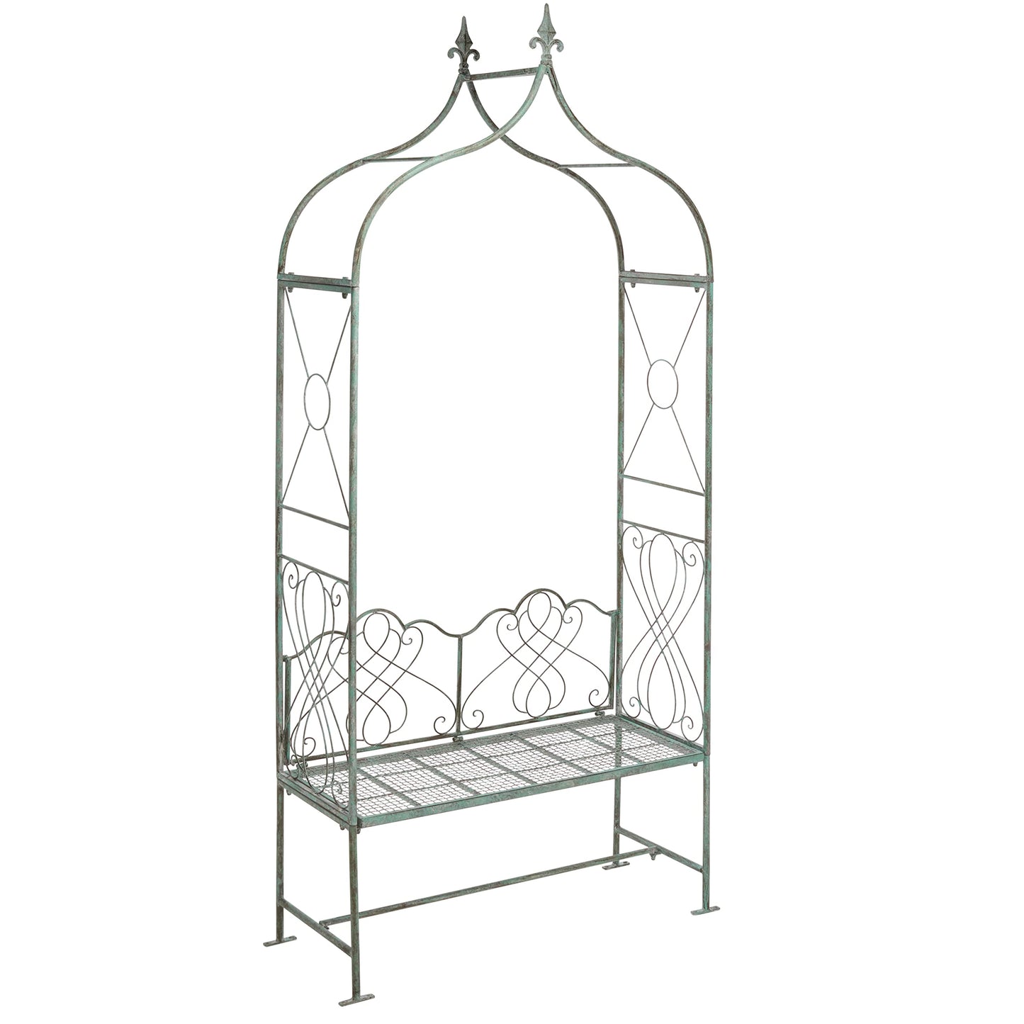 SAFAVIEH Outdoor Collection Eloise Victorian Antique Dark Green Wrought Iron Garden Arch Arbor