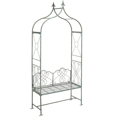 SAFAVIEH Outdoor Collection Eloise Victorian Antique Dark Green Wrought Iron Garden Arch Arbor