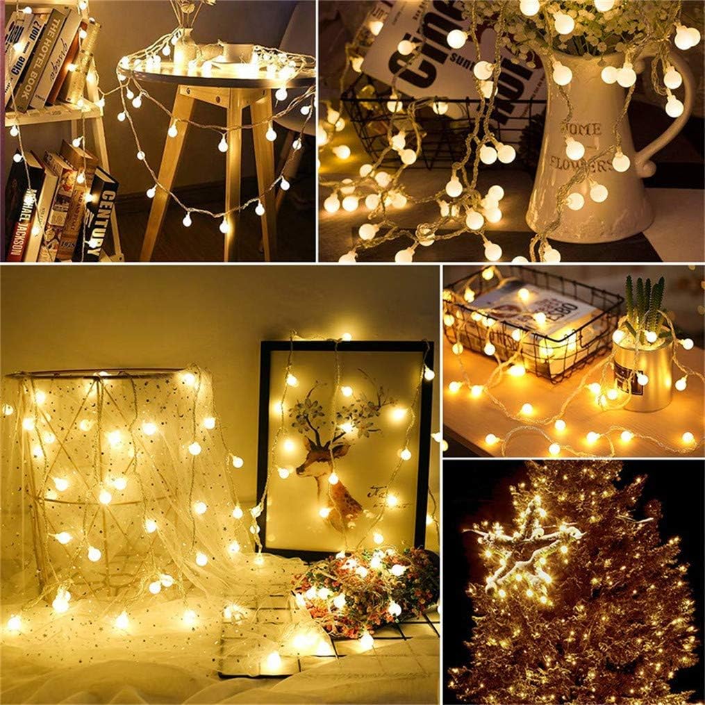 Generic 16ft/5m 50 Bulb Plug in LED String Lights, LED Warm White Globe Fairy Lights