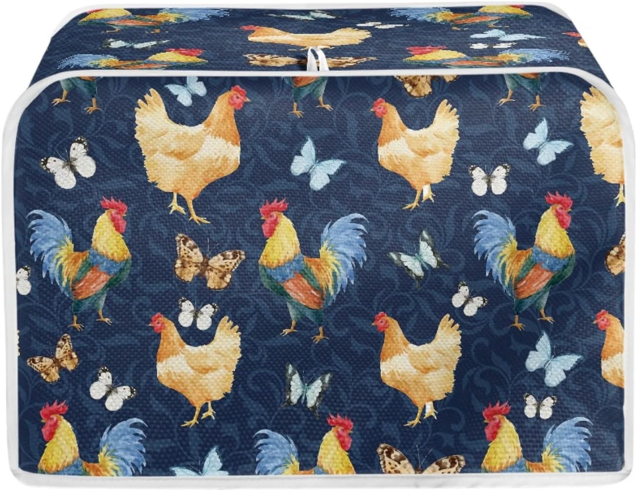 Toaster Cover 4 Slice, Rooster Chicken Pattern Kitchen Decor, Protective Cover for Bread Maker, Machine Washable