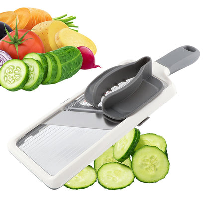 Multi Handheld Mandoline Slicer with Adjustable Stainless Steel Blade, Veggie Chopper & Cheese Grater, Mandolin French Fry Cutter for Speedy Slicing of Fruits and Vegetables