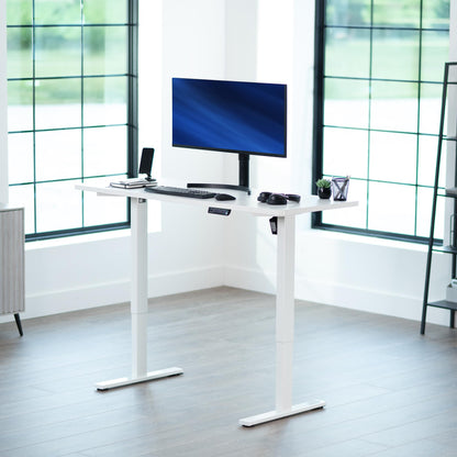 VIVO Electric 60 x 24 in Standing Desk, Memory Height Adjustment, 1B Series, Holds 220 lbs, One-Piece White Top, White Frame, DESK-KIT-1W6W