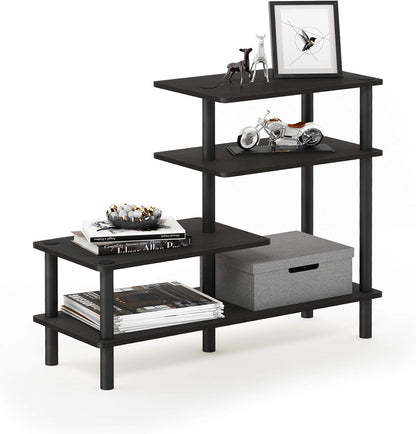 3-Tier Furinno Turn-N-Tube Side Display Rack, Espresso/Black