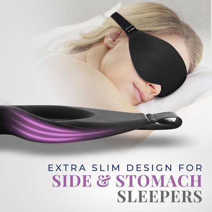 Sleep Mask [2 Pack] - Eye Mask for Sleeping - Patented, Contoured, 100% Blackout, Zero Pressure Sleeping Masks for Women and Men, Blindfold and Eye Covers - S2 Black