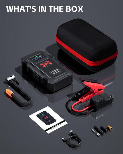 HPBS 5000A Jump Starter with Air Compressor, Portable Car Battery Jump Starter with 150 PSI Tire Inflator for Up to 10.0L Gas and 8.0L Diesel Engines, 12V Jump Box Battery Charger Booster(Red)