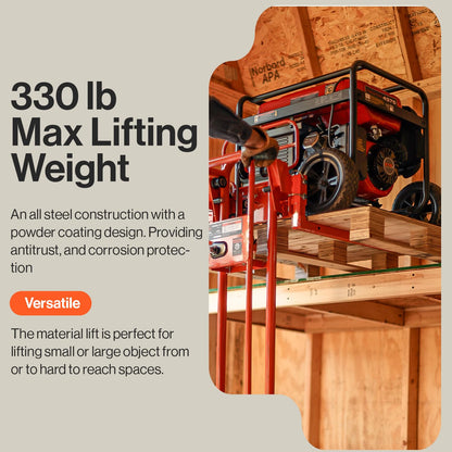 SuperHandy Material Lift Winch Stacker, Pallet Truck Dolly, Lift Table, Fork Lift, 330 Lbs 40" Max Lift w/ 8" Wheels, Swivel Casters [Patented]