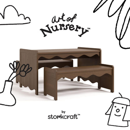 Storkcraft Casablanca Montessori Indoor Kids Table & Bench Set – Premium Kids Activity Table and Bench Set, Toddler Furniture for Crafts and Snack Time, Durable & Easy-to-Clean Surface (Hazelnut)