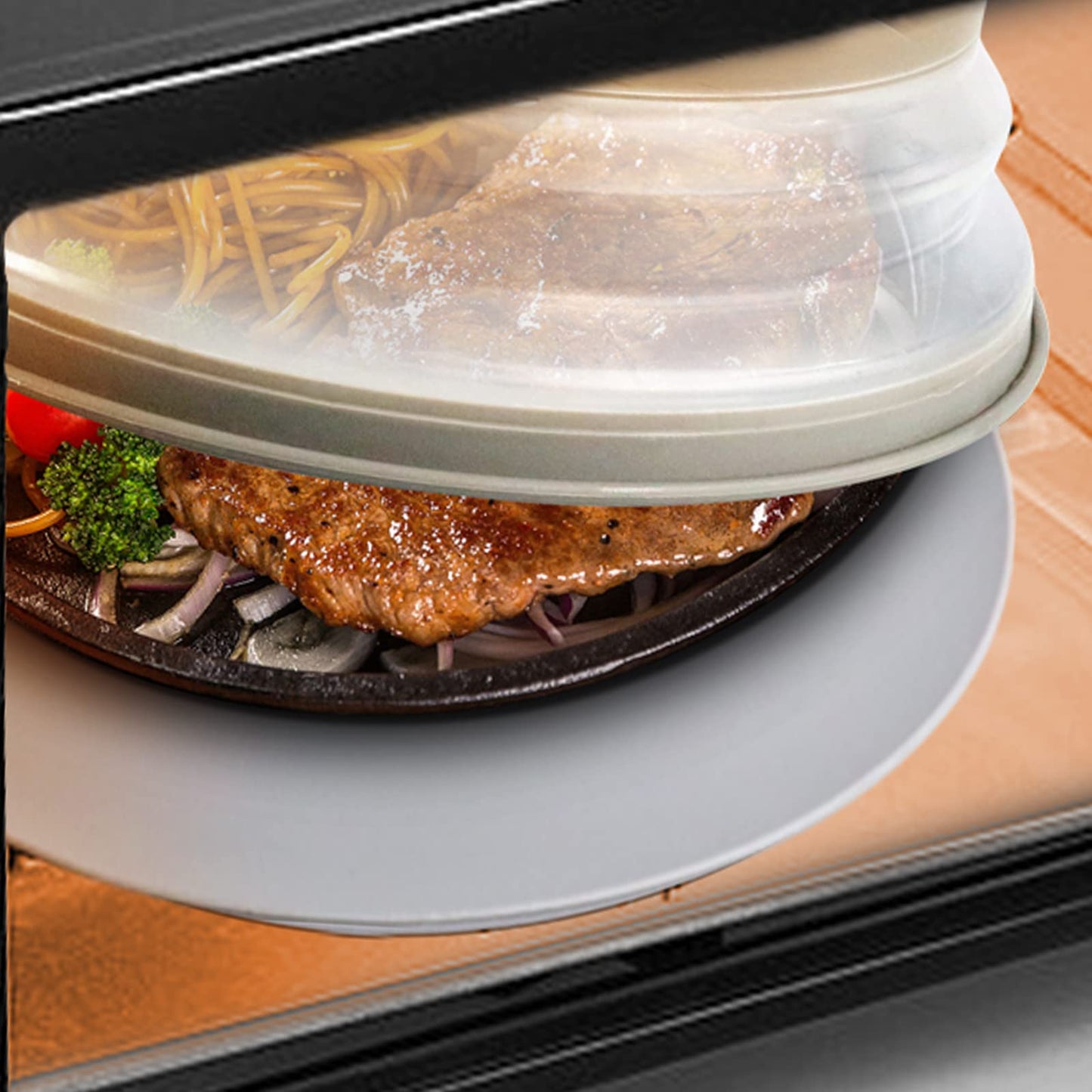 2 in 1, Aidacom Microwave Splatter Cover for Food & Silicone Microwave Mat, Mat as Bowl Holder, Trivet, Pot Holders, Drying, Baking, Utensils Rest for Kitchen Counter, Dishwasher Safe, Grey