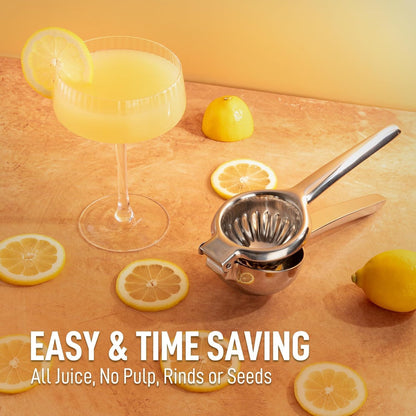 Zulay Kitchen Stainless Steel Lemon Squeezer - Heavy Duty Manual Citrus Press Juicer | Large Size
