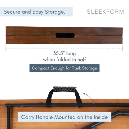 Sleekform 6ft Wooden Folding Table with Handle, Wood Folding Banquet Tables for Dinner - 6 Foot x 28 in, Portable, Sturdy & Lightweight Foldable Table for Dinner, Conference or Picnic - Walnut