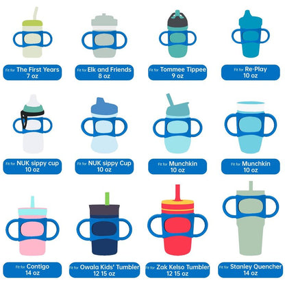 NiHome 2PCS Silicone Dual-Handle Tumbler Grip Compatible with 14oz Stanley Tumblers, Accessories Handle Fit for 12oz Zak Owala Cups, Tumbler Handles for Home Travel Outdoors Daily Use (Blue)