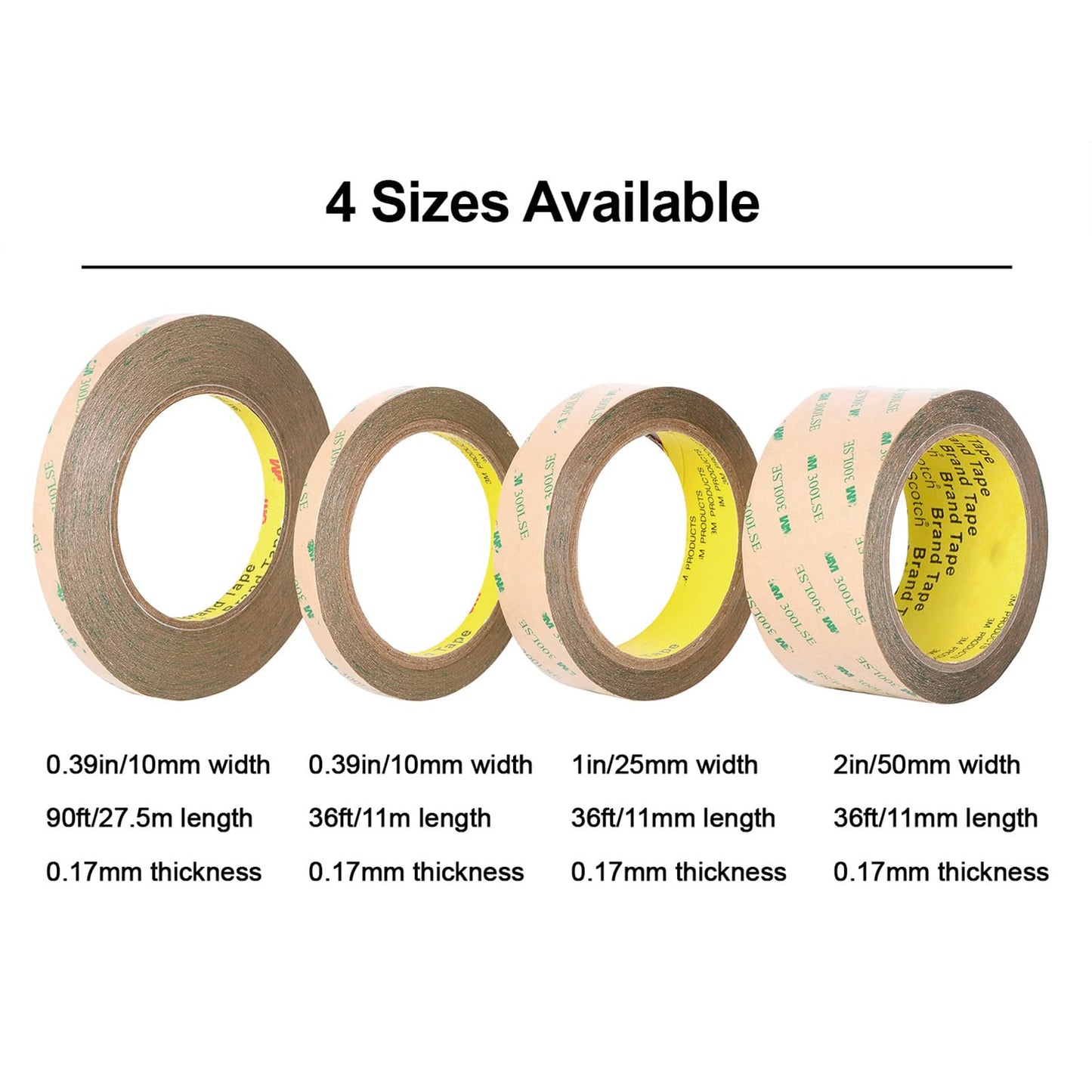300LSE 3M Double Side Tape Heavy Duty 36ft, Clear Mounting Tape Removable for Scrapbook,Transparent Sticky Tape Picture Hanging Strips, Adhesive Tape for LED Poster Art Craft