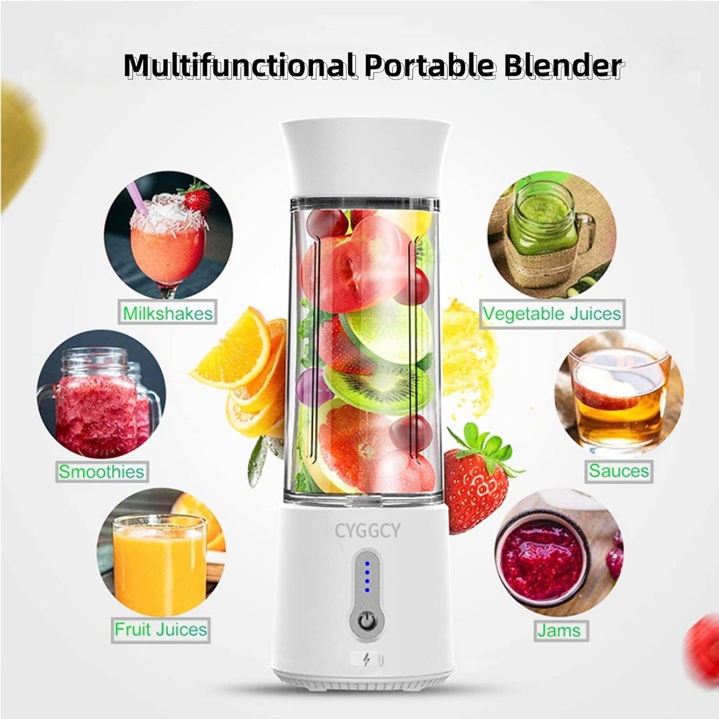 Portable Blender, Personal Blender for Shakes & Smoothies, Mini 17.6Oz Juicer Cup with 6 Blades, 4000mAh USB