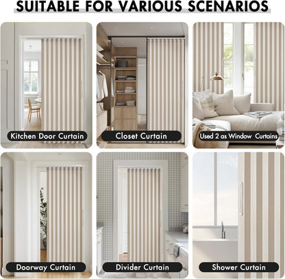 MIULEE Accordion Style Magnetic Folding Door Curtains - Pleated Cream Drapes for Room Divider | Beige, 39" x 78" Panel