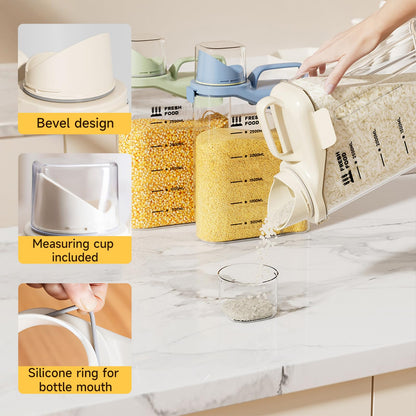 Rice Containers 5.5lbs and Cereal Storage Dispenser-Airtight Food Storage Organizers BPA free Plastic Kitchen Storage Containers food-grade PET material Suitable for rice, cereal, flour,etc(White)