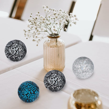 Kunjocy 6 Pieces Decorative Glass Balls 2.4" Small Mosaic Sphere Decorative Orbs Centerpiece Balls for Bowls, Vases, Dining Table Decor, Diameter 2.4 Inches (B, 6)