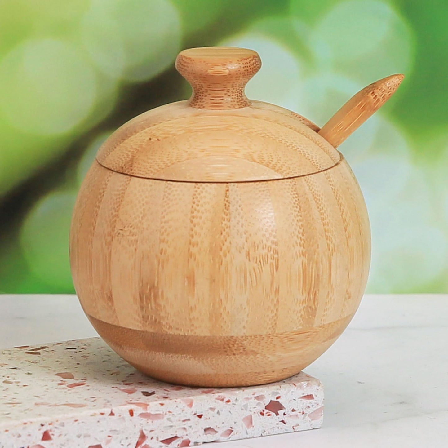 ZTHapwa Bamboo Salt Cellar with Lid and Spoon, 1/2 Cup Wooden Spice Box Storage Container for Kitchen and Restaurant Countertop, Organizes Himalayan Pink, Kosher, Sea Salts & Herbs