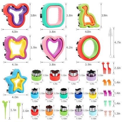 Sandwich Cutter and Sealer, 34 Pcs Sandwich Cutters for Kids Lunch, Uncrustable Sandwich Cutter for Kids Bento, Cookie Cutters for Bento Box