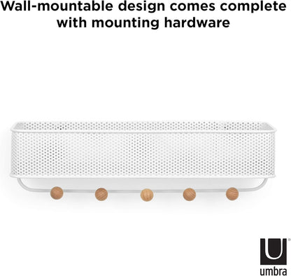 Umbra Estique Entryway Organizer – Great for Storing Keys, Small Accessories, Mail, Wallets and More, White Finish