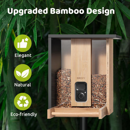 NETVUE by Birdfy Smart Bird Feeder with Camera Solar Powered 2K Live Steam&AI Bird Species Identification&Motion Detection,Birds Watching Wood Feeder for Chistmas Gift for mom,Children and Myself