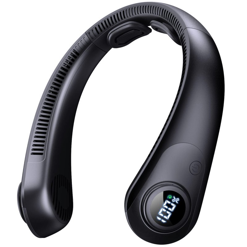 Portable Neck Fan that Blow Cold Air, LED Display, Rechargeable Hands-Free Wearable Cooling Personal Fan, 5 Speed, Neck Support, Bladeless Neck Air Conditioner, Gifts for Women/Men, Hot Flashes