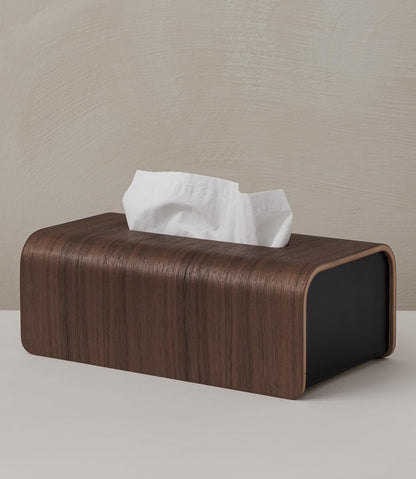 Kazai. Tissue Box Cover 'Toke' | Real Wood Veneer, FSC Certified | Decorative Rectangle Tissue Holder for Bathroom