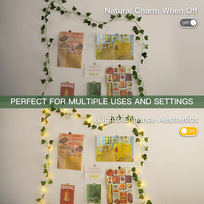 20 6.56FT suddus Fake Vines with Lights Battery Operated, LED Ivy Garland Fairy Lights with Timer, Leaf String Lights