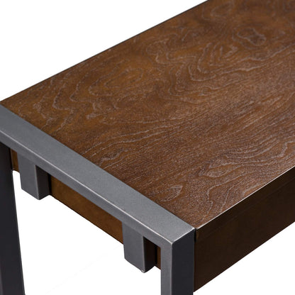 SEI Furniture - Holly & Martin Macen Console - Dark Tobacco with Gunmetal - Transitional Design, Brown Iron and Wood - Ideal for Entryway, Living Room (CM9912)
